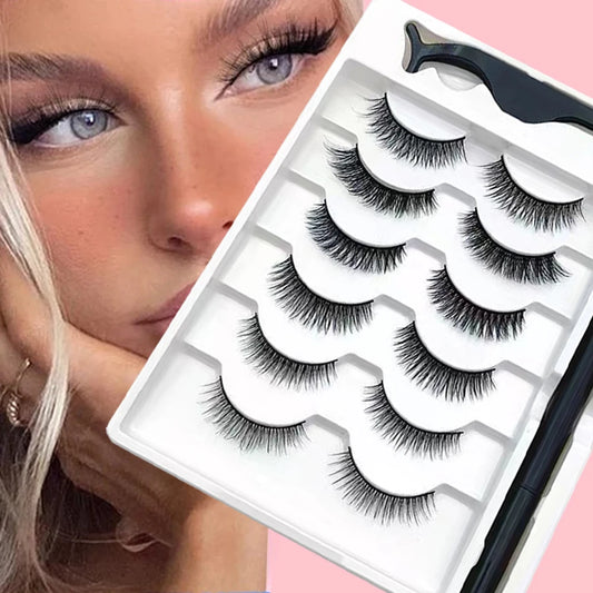 6 Pairs of Magnetic False Eyelash Sticky Eyeliner Pens, Not Easy to Stain and Leak, Mixed with Various Eyelash Lengths