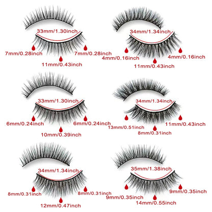 6 Pairs of Magnetic False Eyelash Sticky Eyeliner Pens, Not Easy to Stain and Leak, Mixed with Various Eyelash Lengths