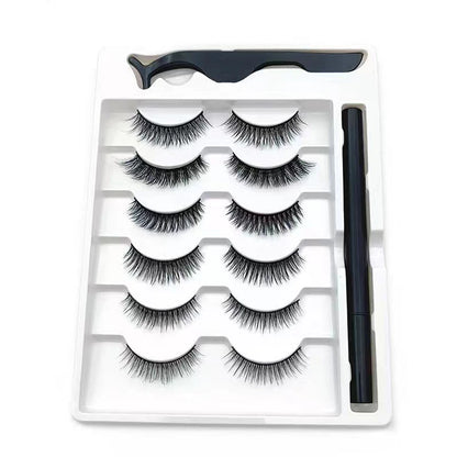 6 Pairs of Magnetic False Eyelash Sticky Eyeliner Pens, Not Easy to Stain and Leak, Mixed with Various Eyelash Lengths